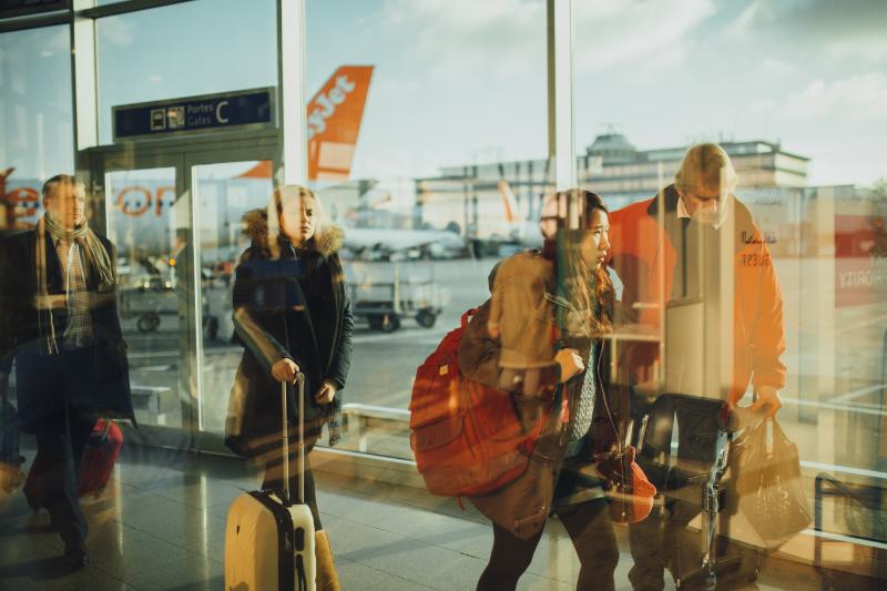 People arriving at airport