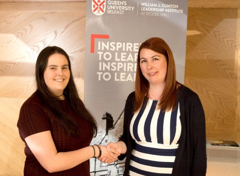 Rachel Stanford (right) a former EEECS Student (scholarship provider) with Rebecca Russell (left), UG student who was awarded the Scholarship