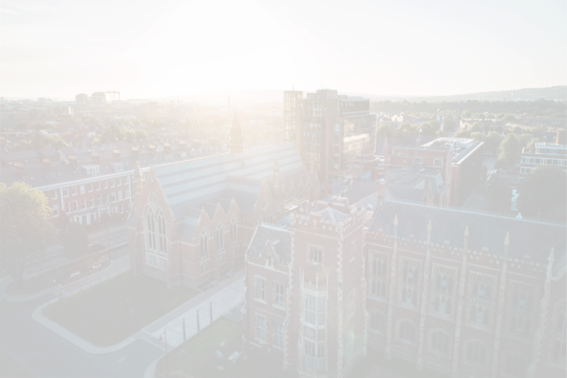 An aerial image of the QUB Lanyon Building
