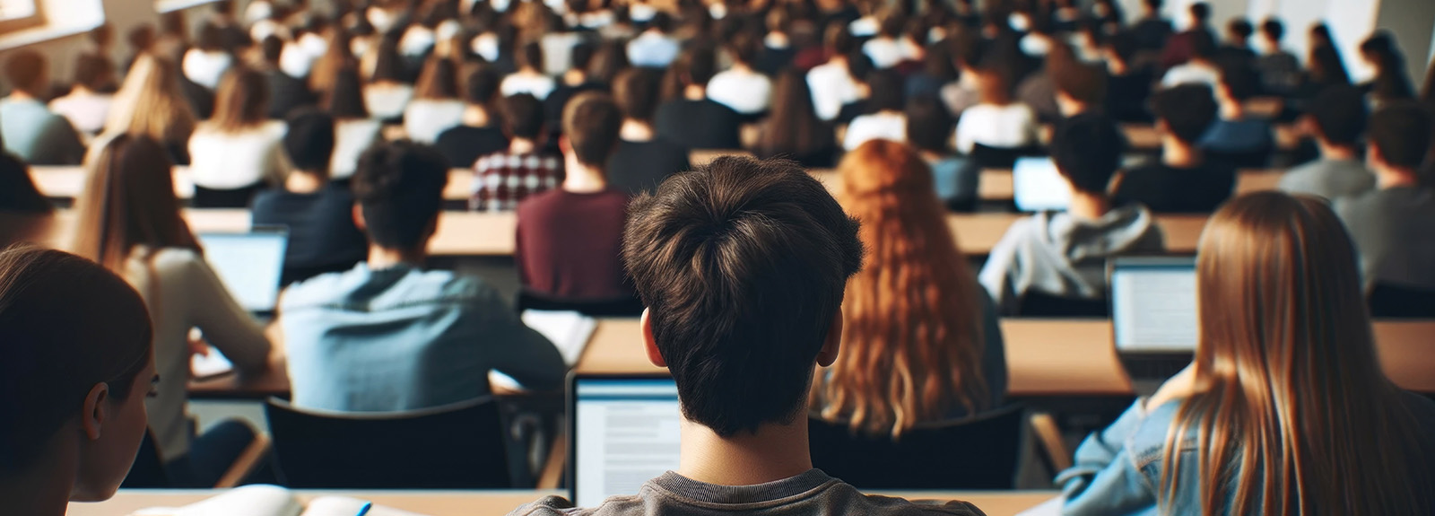 Students sitting in a classroom