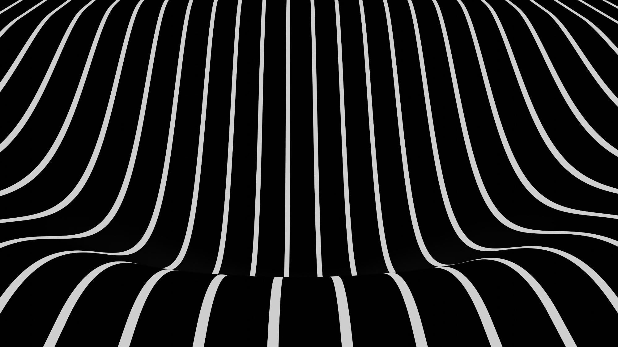 white line waves on a black background