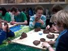 Belfast YAC members making coil-built replica America Indian pottery