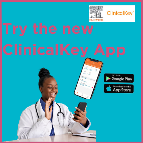 Young doctor views phone. Try the new ClinicalKey App