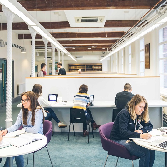 photo: students in library