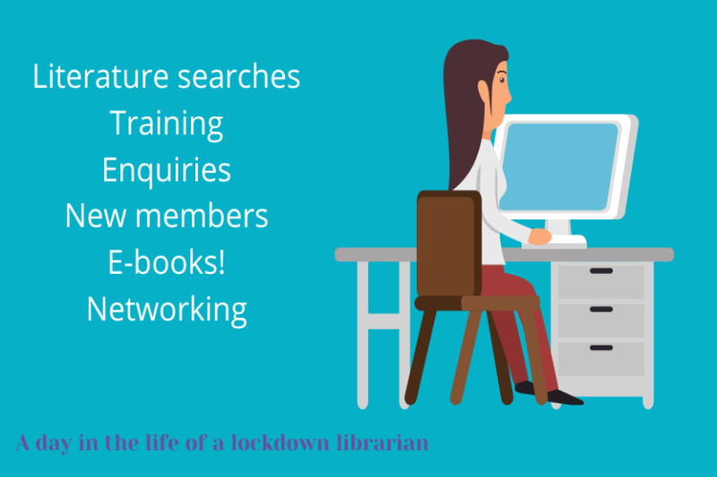 Individual working at a computer. A day in the life of a lockdown librarian.