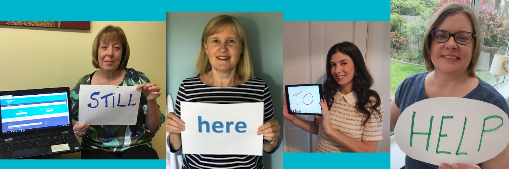 Subject librarians holding still here to help signs