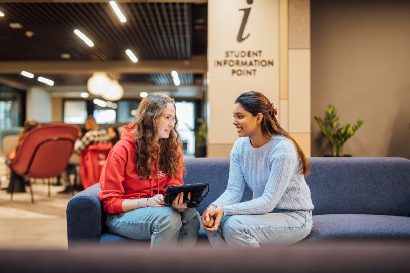 Two students at the information point