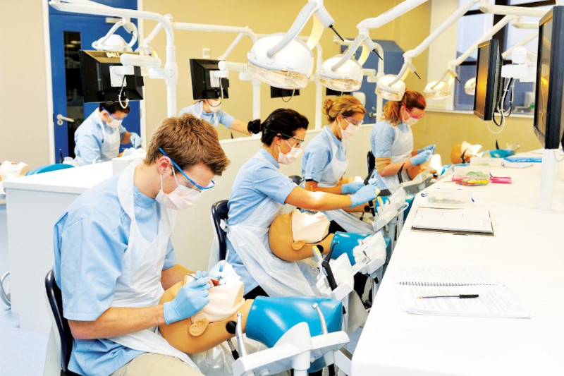 QUB Centre o for Dentistry, students in practical class setting