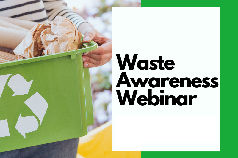 Waste Awareness showing young woman holding green recycling box