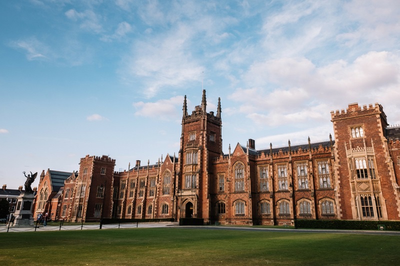QUB Lanyon Building under bright sky