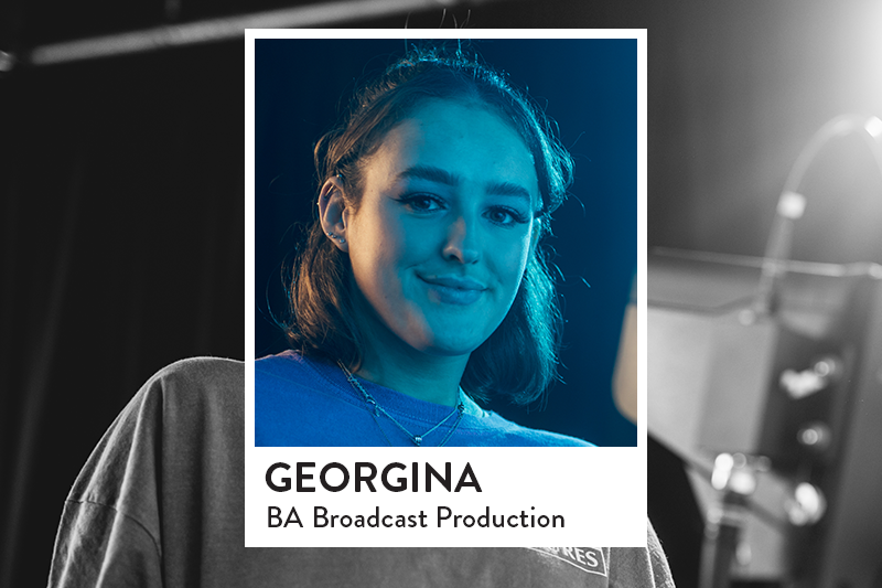 Image of Georgina in Broadcast Production Studio operating camera