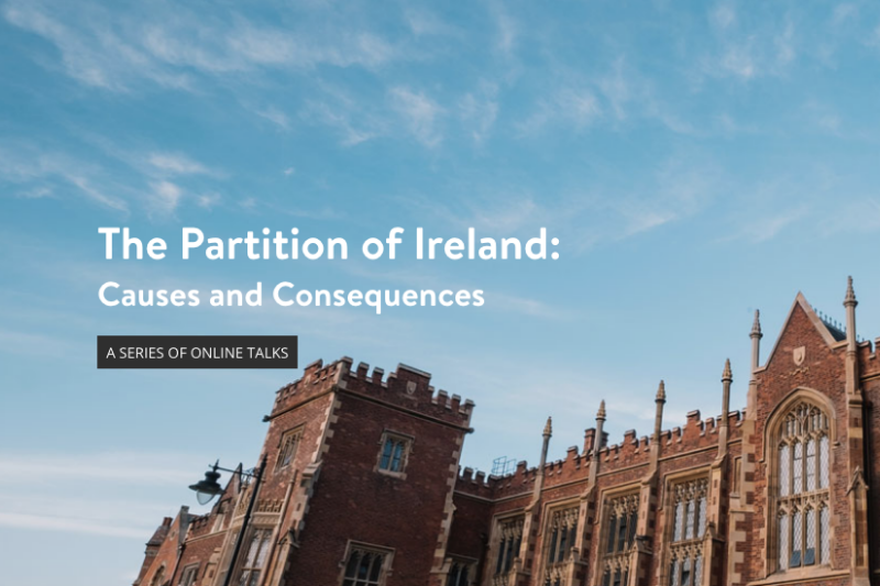 Partition of Ireland talks 2021, detail of Lanyon Building against blue sky