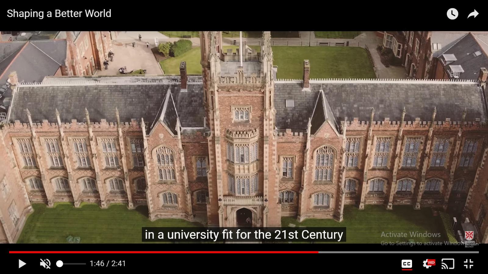 A still from a Queen's University YouTube video showing closed captions being displayed.