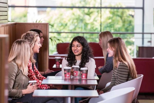 Students in a cafe