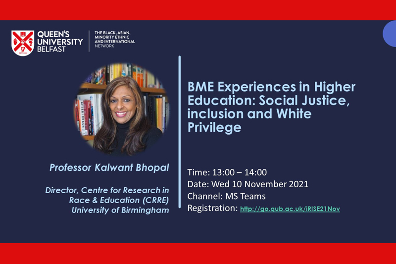 Professor Kalwant Bhopal talk: BME Experiences in Higher Education