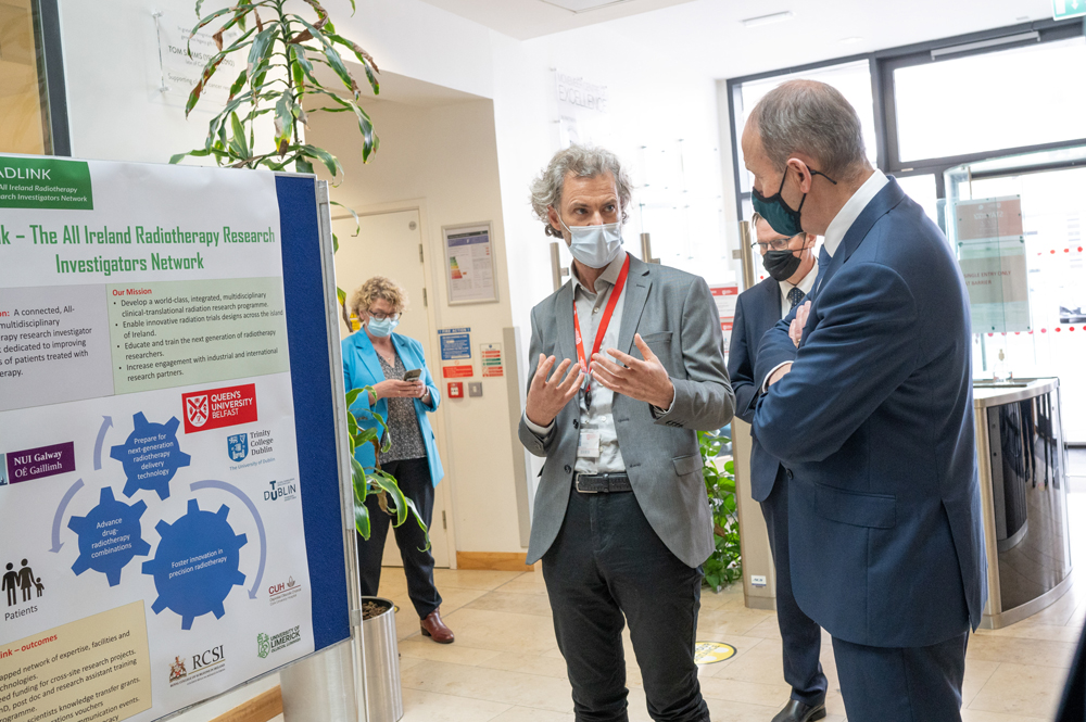 Taoiseach Micheal Martin visits Queen's University Belfast - with Cancer Centre staff