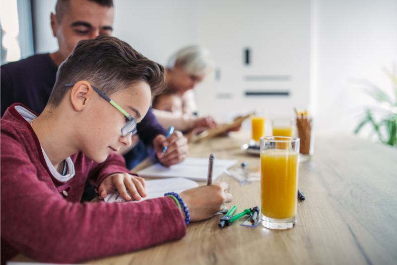 parents helping their children with homework