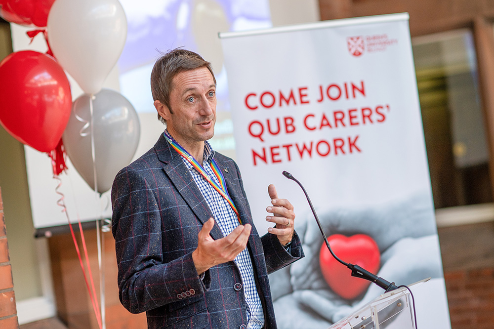 Conor Curran talking at the Queen's Carers' Network lunch-launch