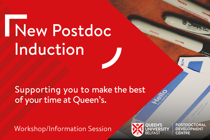 graphic promoting induction of new postdocs at Queen's, 2022