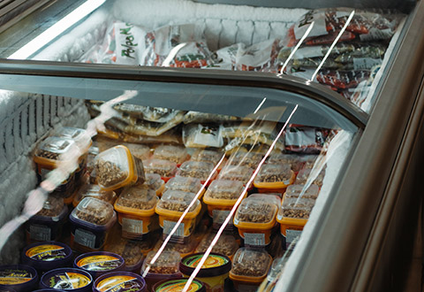 Frozen goods in a chest freezer
