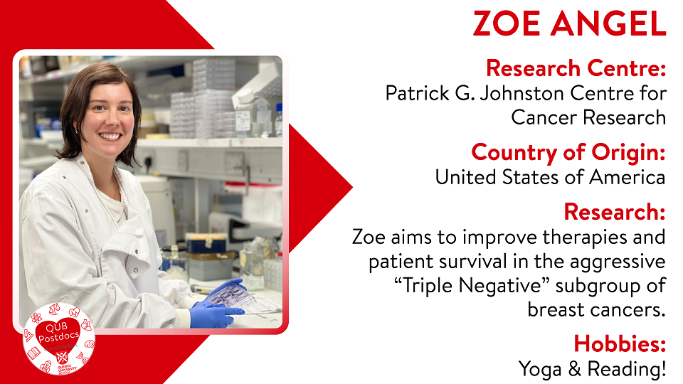Zoe Angel. PGJCCR. From USA. Research: aim to improve therapies and patient survival in the aggressive 