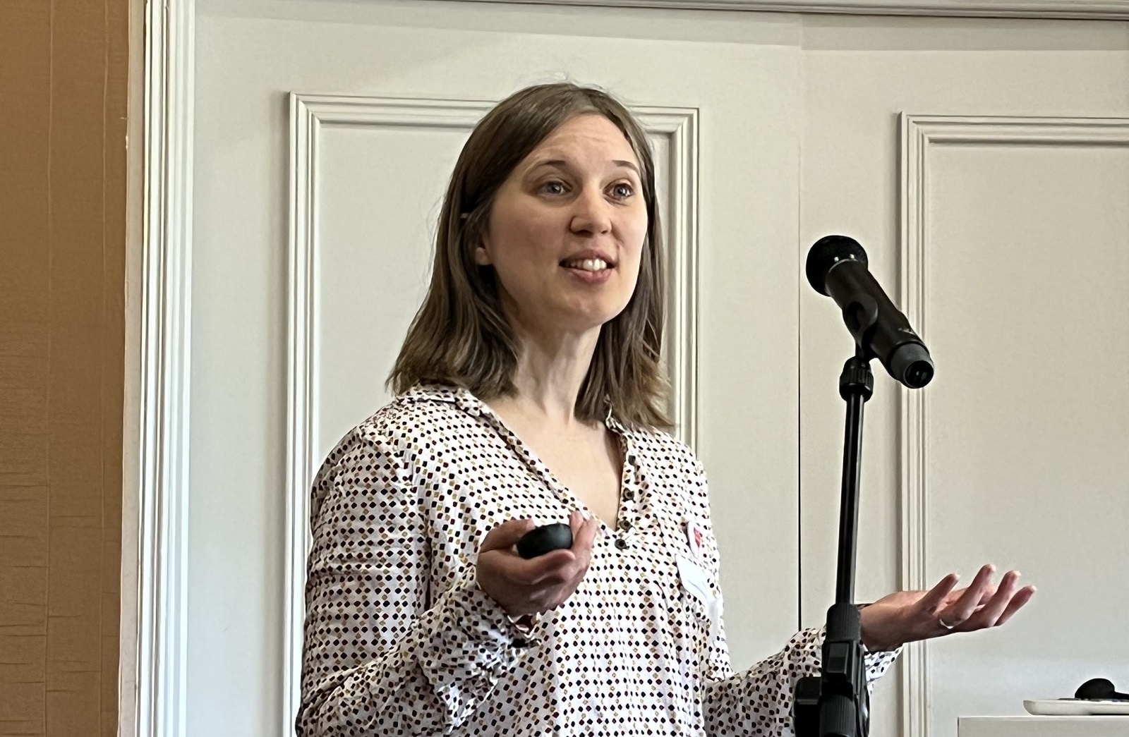 Alice Dubois speaking at the Postdoc Showcase 2022