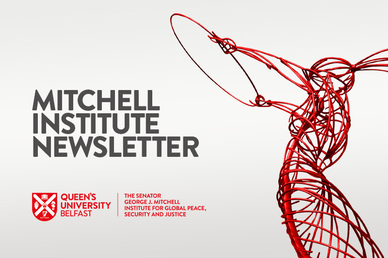 Mitchell Institute Newsletter promo image, showing Beacon of Hope sculpture in Belfast