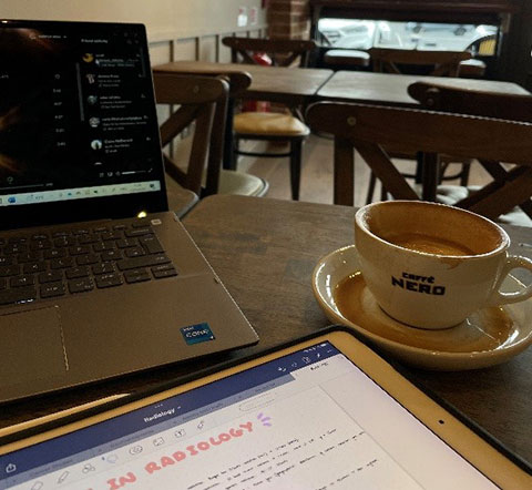 Kathryn enjoys a discounted coffee at Cafe Nero