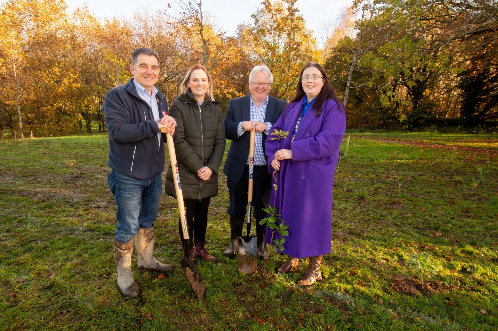 Belfast Deputy Lord Mayor with Paul Wallace, Sara Lynch and Michael Alcorn at the tree planting at Malone Playing Fields, November 2022