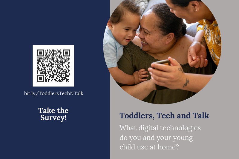 Toddlers, Tech and Talk research survey, showing mother and father playing with young child