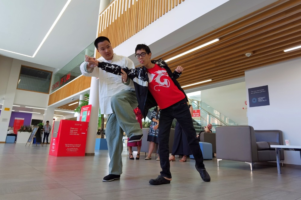 Tai-chi / Taiji being demonstrated by students at the Language Centre / iRise Summer Social and Wellbeing event, Peter Froggatt Centre