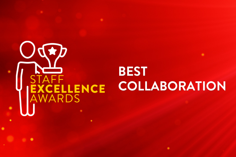 Image shows the Staff Excellence Awards logo and reads: Best Collaboration