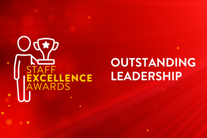 Image shows the Staff Excellence Awards logo and reads: Outstanding Leadership