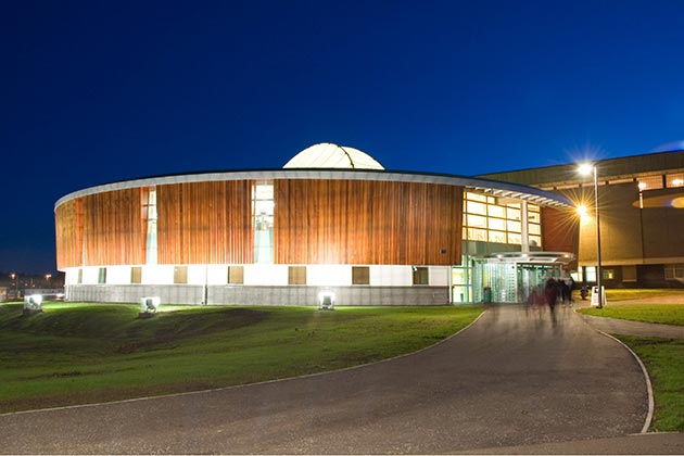 The exterior of the Physical Education Centre (PEC), located beside the Botanic gardens