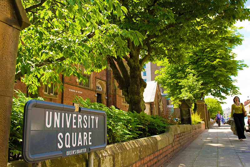 University Square road sign with footpath in the background