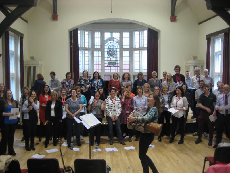 QUB Staff Wellbeing choir rehearsal in Harty Room