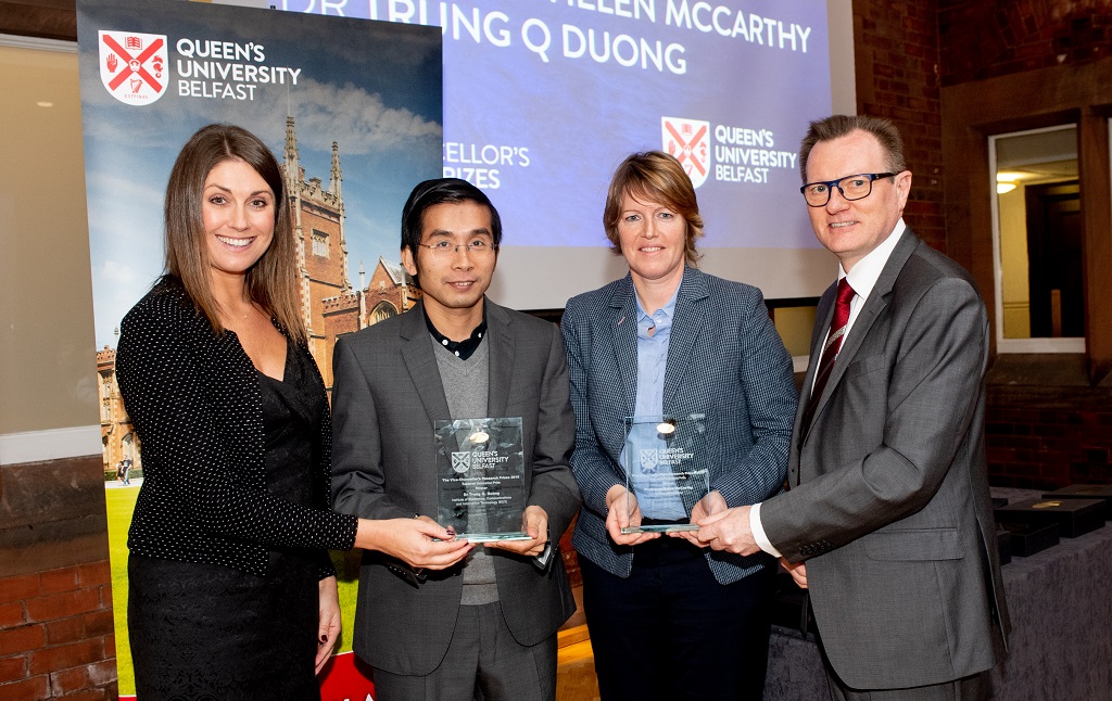 Dr Trung Duong, ECIT, and Professor Helen McCarthy, School of Pharmacy, Research Innovation Prize winners
