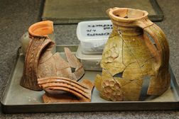 Reconstructed medieval jugs excavated during the 2018 season