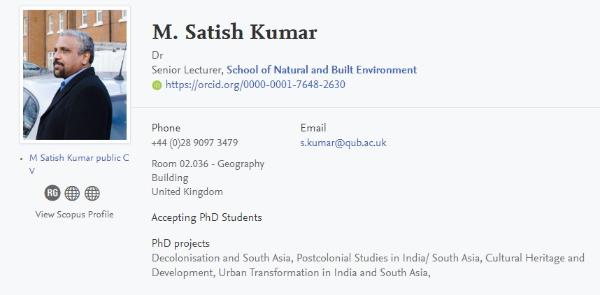 Satish Kumar Profile