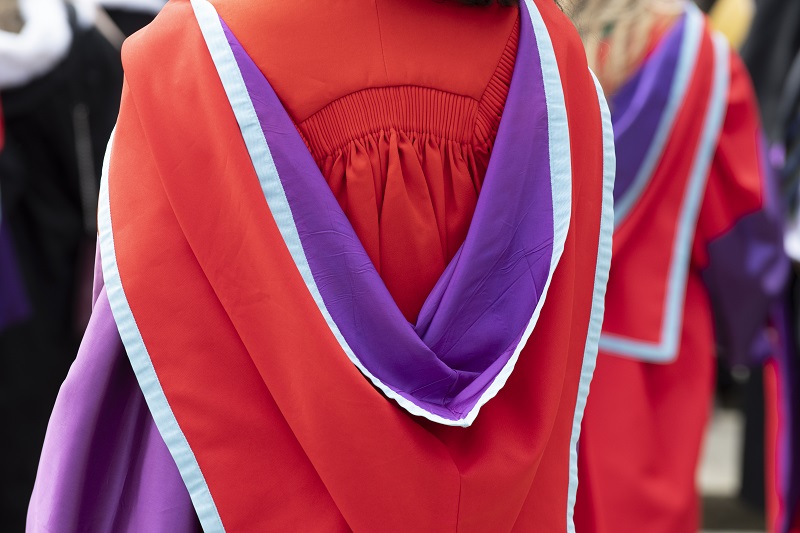 Queen's graduation gown detail