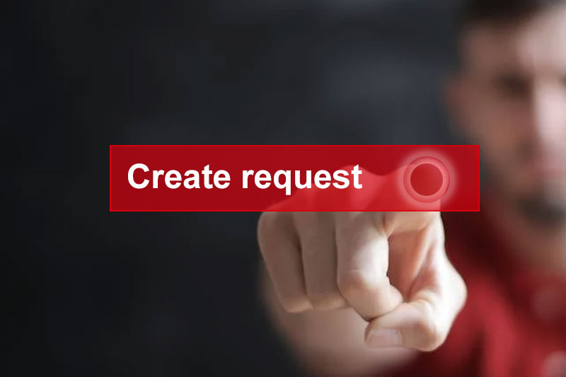 A person clicks on a virtual button containing text 'Submit request