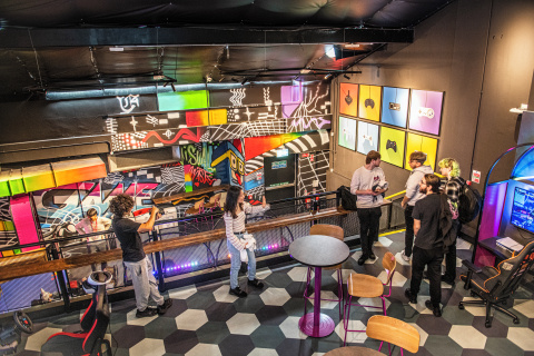 Students inside Reboot cafe